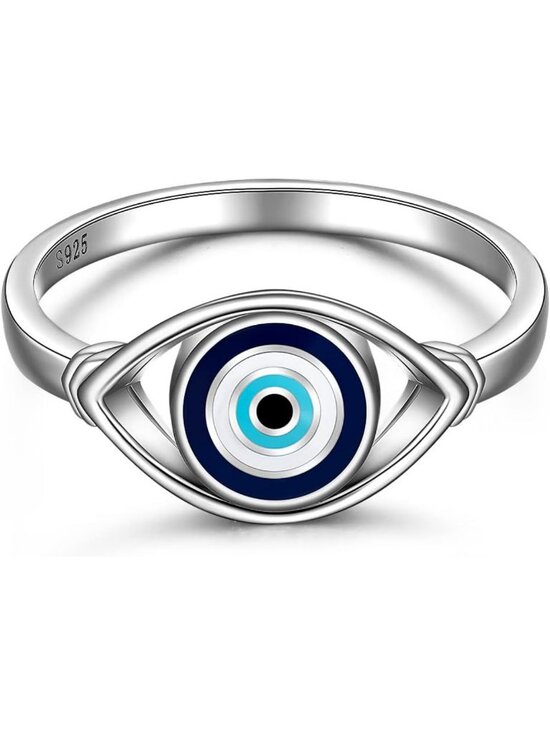 Jewelry - Sterling Silver Evil Eye Ring for Women - Blue Spiritual Turkish Jewelry, Sizes